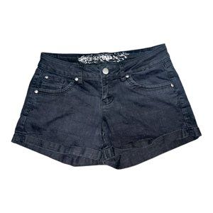 Express Black Denim Jean Cuffed Shorts Sz 2